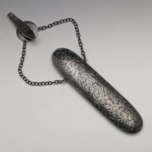 1900 British Antique Sterling Silver Chatelaine Case George Unite